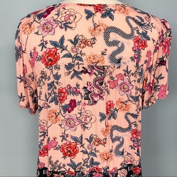 𝅺hippie Laundry Floral Dragons Tassel Tie Shirt - Picture 8 of 15